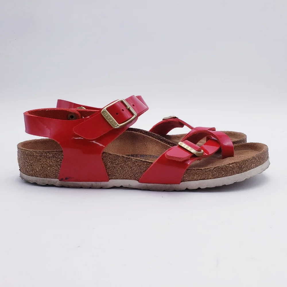 Birkenstock Kid's‎ Taormina Sandals Patent Red Birko-Flor Buckle Euro 34 US 3.5